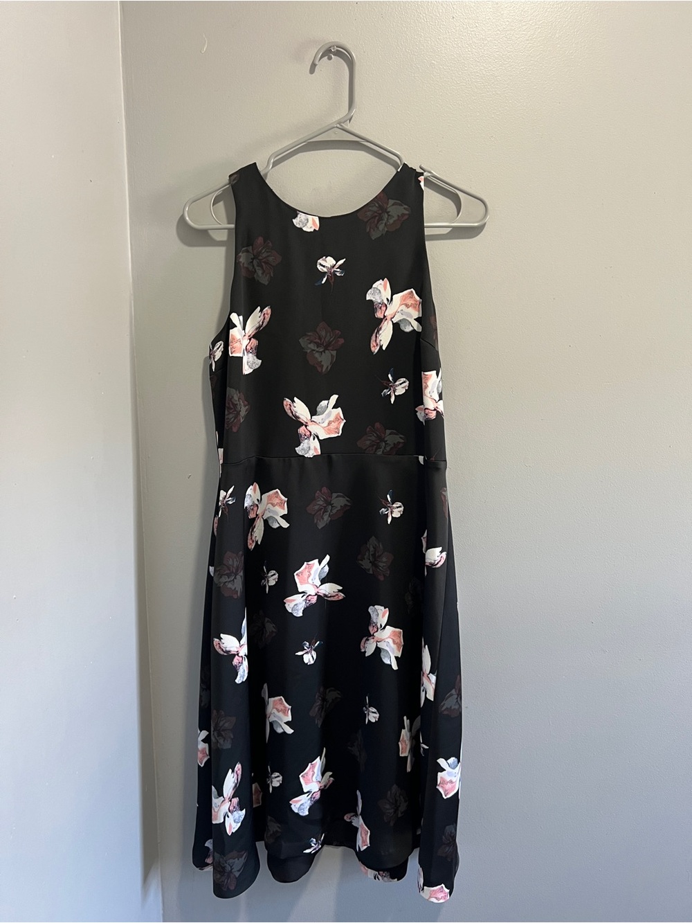 Banana Republic Black Midi Dress with Pink & White Floral Print